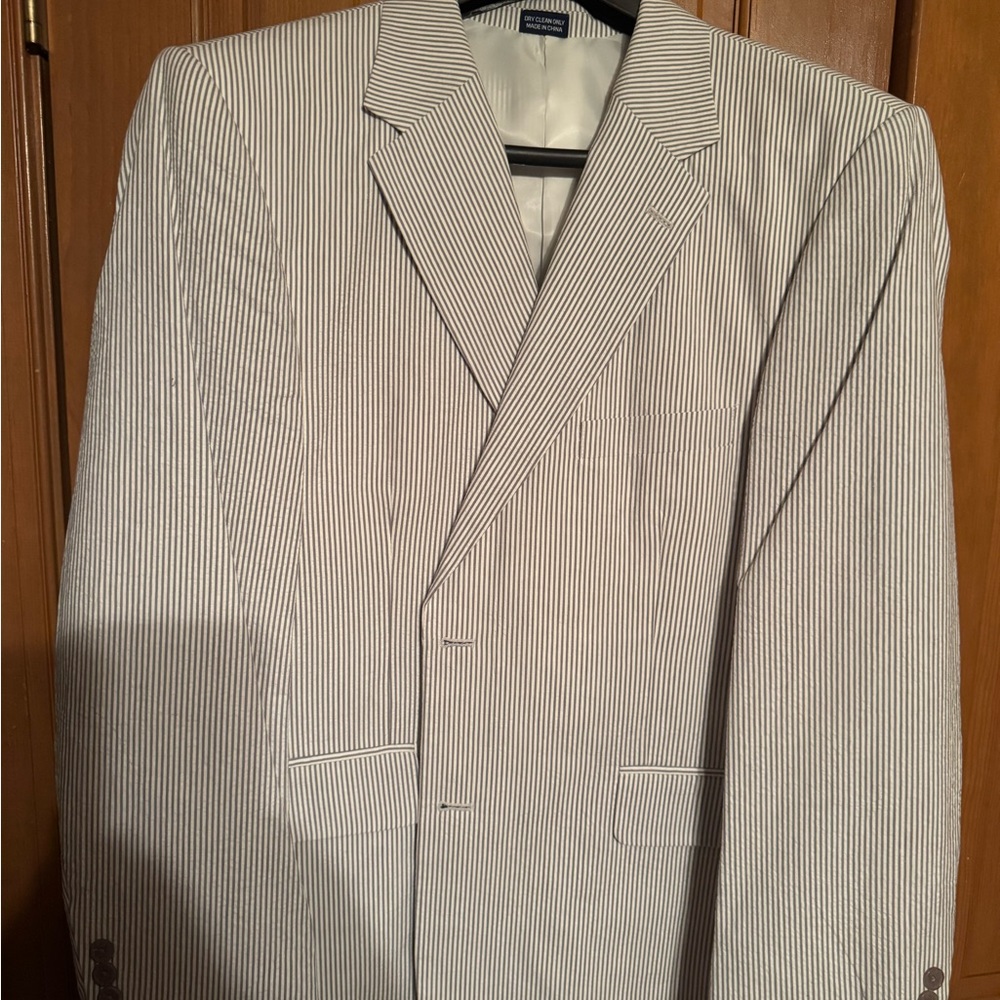 Men's Pinstripe Blazer - White and Gray